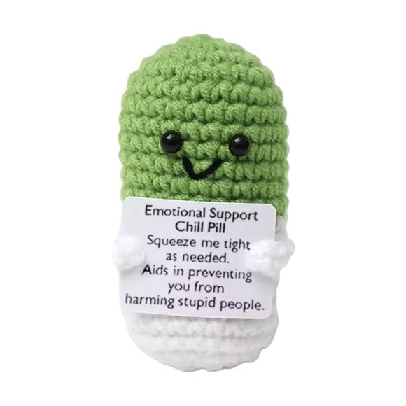 Emotional Support Chill Pill Plush Green Stress Relief Desk Buddy Funny Gift - Picture 1 of 4